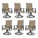 ECOPATIO Patio Swivel Chairs Set of 6 Outdoor Dining Chairs High Back All Weather Breathable Textilene Outdoor Swivel Chairs with Metal Rocking Frame for Lawn Garden Backyard Deck Khaki