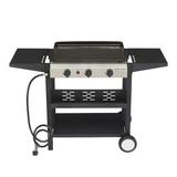 SYTHERS 3-Burner 30 000 BTU BBQ Propane Grill with Side Shelves & Spice Rack Stainless Steel for Outdoor Patio Garden Picnic