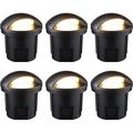 JIAH 6W Well Lights Landscape LED In Ground Inground Landscape Lighting Low Voltage Outdoor 12-24V AC/DC CRI90 320lm IP67 Waterproof Aluminum 3000K Warm White Black Pack of 6