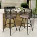 DWVO Set of 2 Woven Wicker Swivel Bar stools Patio Bar Height Chairs w/ 360 Rotation - Black/Gray