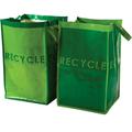 Recycle Bags For Home Kitchen Office | Waterproof Durable Easy To Wash Reusable W/Extra Sturdy Handles | Garden Clippings Compost | -Nylon 30L Capacity Ea. | Set Of 2