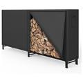 LeCeleBee 8ft Firewood Rack Outdoor with Fabric Cover Set Weather Resistant Fireplace Wood Rack for Firewood with Cover Outdoor