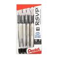 Pentel(R) R.S.V.P.(R) Ballpoint Pens 1.0 mm Medium Point Clear Barrel Black Ink Pack of 12 BK91-A