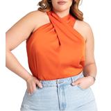 Plus Size Women's Halter Neck Top by ELOQUII in Alabama Red (Size 14)