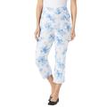 Plus Size Women's Flex-Fit Pull-On Denim Capri by Woman Within in White Tropical Palms (Size 18 WP)