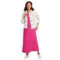 Plus Size Women's Stretch Denim Jacket by Woman Within in White Flowers (Size 28 W)