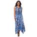 Plus Size Women's Keyhole Hanky Hem Maxi Dress by Jessica London in Ocean Abstract Animal (Size 14/16)