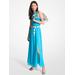 Michael Kors Smocked Georgette Maxi Dress Blue S