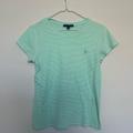 Ralph Lauren Shirts & Tops | Girls Ralph Lauren Green Striped Short Sleeve Cotton Shirt Top Size Large | Color: Green | Size: Lg
