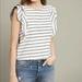 Anthropologie Tops | Anthropologie Postmark Flutterwork Top Size Xs Navy White Striped | Color: Blue/White | Size: Xs