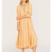 Free People Dresses | Free People Mathilda Midi Shirt Dress Orange Size Small Oversized Linen Blend | Color: Orange | Size: S