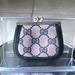 Gucci Bags | Euc Gucci Ophelia Monogram Vintage Kisslock Leather & Canvas Coin Pouch Pink | Color: Black/Pink | Size: Os