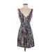 H&M Casual Dress - Mini: Purple Argyle Dresses - Women's Size 4