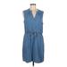 Gap Casual Dress - Mini V-Neck Sleeveless: Blue Solid Dresses - Women's Size Medium