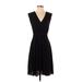 BCBGMAXAZRIA Casual Dress - A-Line V Neck Sleeveless: Black Print Dresses - Women's Size Small