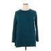 INC International Concepts Long Sleeve T-Shirt: Teal Solid Tops - Women's Size X-Large