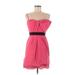 BCBGMAXAZRIA Cocktail Dress - Mini Strapless Sleeveless: Pink Solid Dresses - Women's Size 8