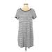 Market and Spruce Casual Dress - Mini Scoop Neck Short sleeves: White Stripes Dresses - Women's Size Large Petite