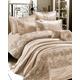 Luxurious Embroidered Gigi Duvet Quilt Cover Bedding Set with Matching Pillowcases, Bedspread Throw with Pillow shams & Filled Cushion Bedroom Linen Set (Mink Gold, Double Duvet Cover Set)