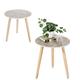 Hanobe Small Round Side Table: Set of 2 Boho Floral End Tables for Living Room Bohemian Accent Bedside Table White Bedroom Nightstand Farmhouse Home Decor Decorative with 3 Wood Legs, Easy Assembly