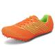 Track and Field Shoe Men Women Lightweight Spikes and Sprint Sneakers Breathable Athletics Shoes for High and Long Jump,Orange,3.5 UK