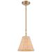 Rydell 9" Wide 1-Light Mini Pendant - Brushed Gold and Rattan