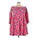 Torrid Casual Dress - A-Line Open Neckline 3/4 sleeves: Pink Print Dresses - Women's Size 3X Plus