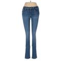 FRAME Denim Jeans - Low Rise Skinny Leg Slim: Blue Bottoms - Women's Size 25 - Dark Wash