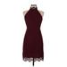 BB Dakota Casual Dress - Mini High Neck Sleeveless: Burgundy Print Dresses - Women's Size 6