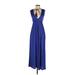 Ralph Lauren Sport Casual Dress V Neck Sleeveless: Blue Solid Dresses - Women's Size X-Small