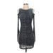 As U Wish Casual Dress: Gray Jacquard Dresses - Women's Size Small