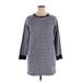 Draper James Casual Dress - Shift Crew Neck 3/4 sleeves: Blue Checkered/Gingham Dresses - Women's Size X-Large