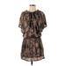 Cleobella Casual Dress - DropWaist High Neck Short sleeves: Brown Dresses - Women's Size Small