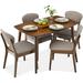 5-Piece Wooden Mid-Century Modern Dining Set w/ 4 Chairs, Padded Seat