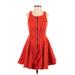 Eva Franco Casual Dress - Fit & Flare Scoop Neck Sleeveless: Red Solid Dresses - Women's Size 2