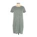 Eileen Fisher Casual Dress - Shift Crew Neck Short sleeves: Green Stripes Dresses - Women's Size 2X-Small