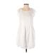 American Eagle Outfitters Casual Dress - Mini Scoop Neck Short sleeves: White Solid Dresses - Women's Size Small