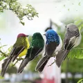 Figurine Réaliste en Plumes d'Oiseaux pour Décoration de Jardin Décor d'Arbre de Pelouse
