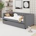 Latitude Run® Twin Size Daybed w/ Ergonomic Design Backrest & Trundle Upholstered/Velvet in Gray | 28.9 H x 41.9 W x 79.7 D in | Wayfair