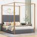 Mercer41 Zakoria Metal Canopy Bed Upholstered/Metal in Gray | 78 H x 60.2 W x 82.7 D in | Wayfair D2F874029B8C49BC868183000F81E94C