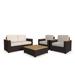 Ebern Designs Tobyn 4 - Person Outdoor Seating Group w/ Cushions Synthetic Wicker/Wood/All - Weather Wicker/Natural Hardwoods/Wicker/Rattan | Wayfair