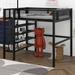 Isabelle & Max™ Almaaz Twin Size Metal Loft Bed w/ 4-Tier Shelves & Storage Metal in Black | 66.5 H x 52 W x 77.4 D in | Wayfair
