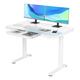 Ebern Designs Seila Glass Height Adjustable Standing Desk w/ USB Port & Type-C Port Glass/Metal in White | 48 W x 24 D in | Wayfair