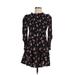 Angie Casual Dress - A-Line Crew Neck Long sleeves: Blue Floral Dresses - Women's Size Medium