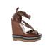 Christian Louboutin Wedges: Brown Print Shoes - Women's Size 38 - Peep Toe