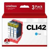 LinkDocs Compatible CLI-42 Cyan Ink Cartridges Replacement for Canon CLI 42 CLI42 C to Use with Canon Pixma Pro-100 Pro 100 Pro-100S Printers (3 Pcs Pack Cyan)