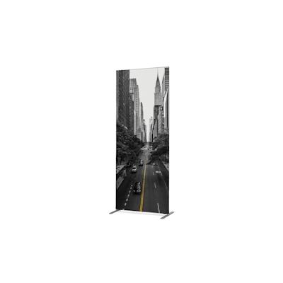 SHOWDOWN Displays Showdown Textil Raumteiler Deko - 85-200 York Manhattan - Schwarz - Schwarzer Rahmen Image