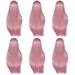 High Temperature Silk Wig Retro Long Women Black Hair Real Synthetic Wigs Straight Miss Wire Pink 6 Pc