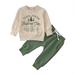 Rovga Outfit For Children Toddler Baby Kids Girls Suit Christmas Letters Long Sleeve Top Bottom Pants 2Pcs Set Outfits