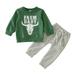 Fall Outfits For Toddler Boys Girls Fashion Western Cow Print Tops Pants Spring Autumn Long Sleeve Baby Boy Clothing Sets 2Pc Baby Outfit Sets Fall Green 0 Months-6 Months